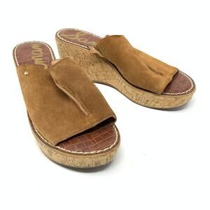 Sam Edelman Women's Size 8 Ranger Wedge Platform Sandals Brown Suede Leather